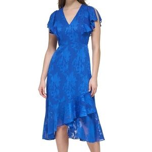 NWT KENSIE Short Flutter Sleeve  Asymmetrical Zipper Back Dress Size 10